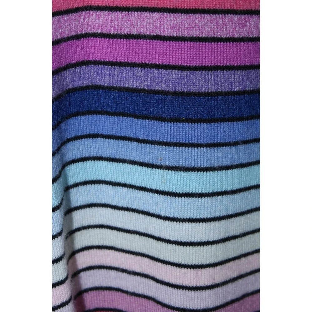 Richard Grand Women's Medium Multicolor Striped Knit Cashmere Turtleneck Sweater